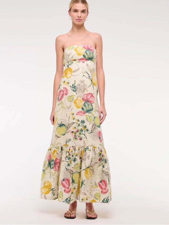 Abercrombie Premium Linen Strapless Babydoll Maxi Sress